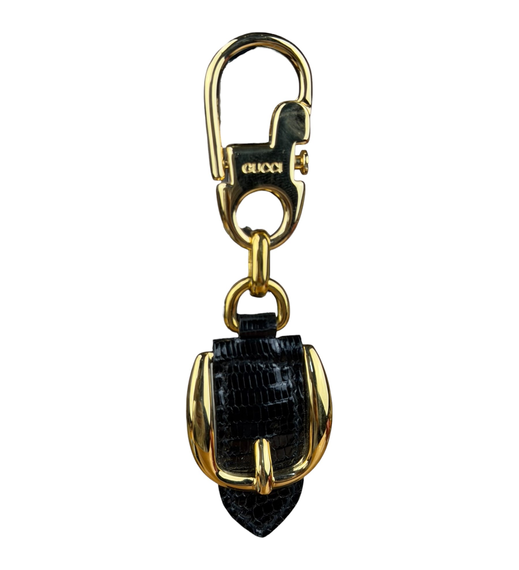Gucci Vintage Leather/Metal Equestrain Stirrup Keychain