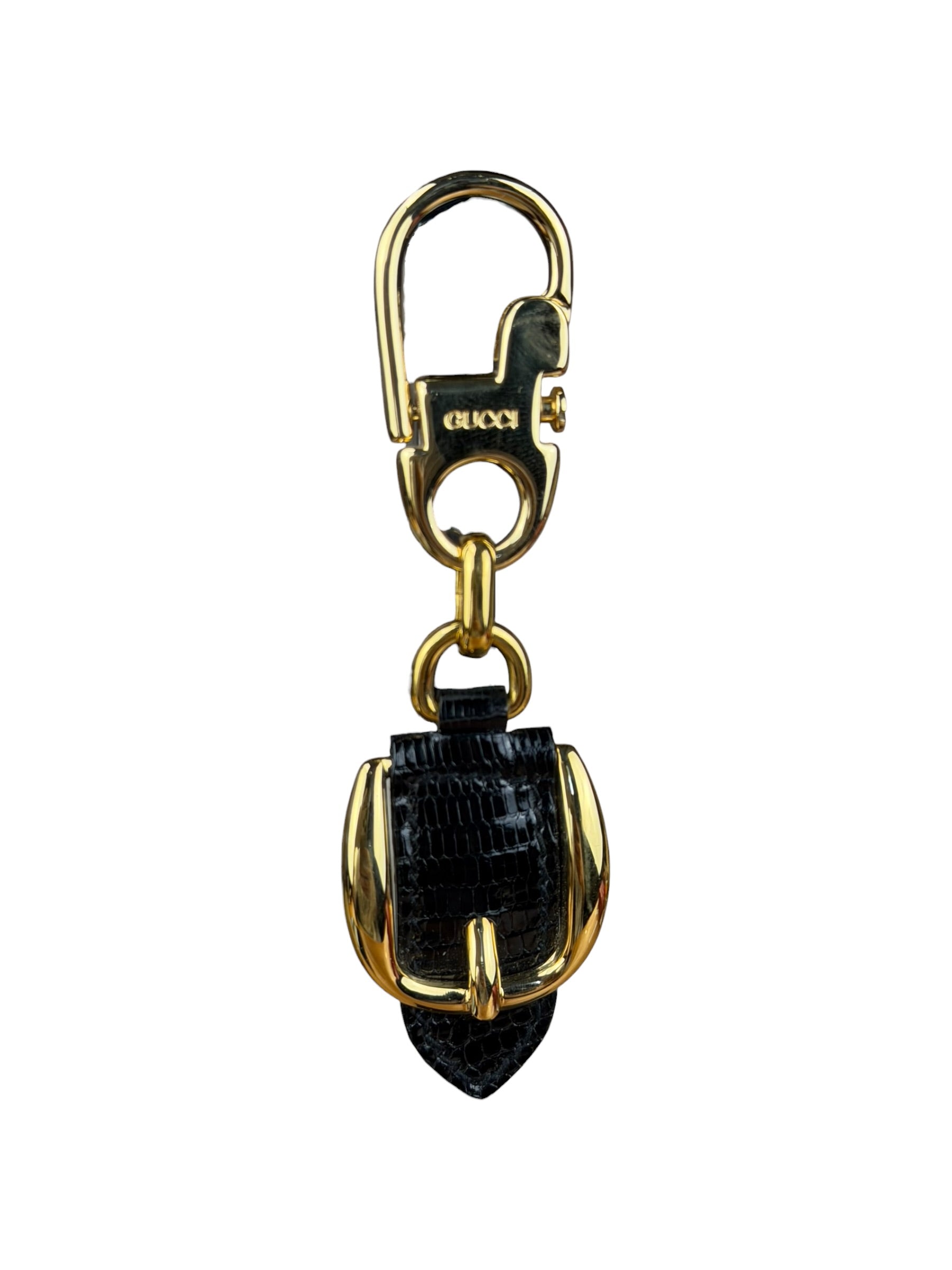 Gucci Vintage Leather/Metal Equestrain Stirrup Keychain