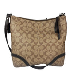 Coach Brown Leather Trim Signature Peyton File Crossbody