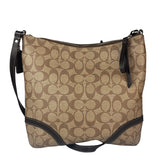 Coach Brown Leather Trim Signature Peyton File Crossbody