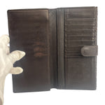 Bottega Veneta Brown Leather Woven Intrecciato Bi-Fold Continental Wallet