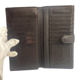 Bottega Veneta Brown Leather Woven Intrecciato Bi-Fold Continental Wallet