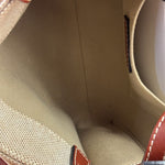 Chloe Beige/Brown Leather Trim Small Woody Two-Way Tote