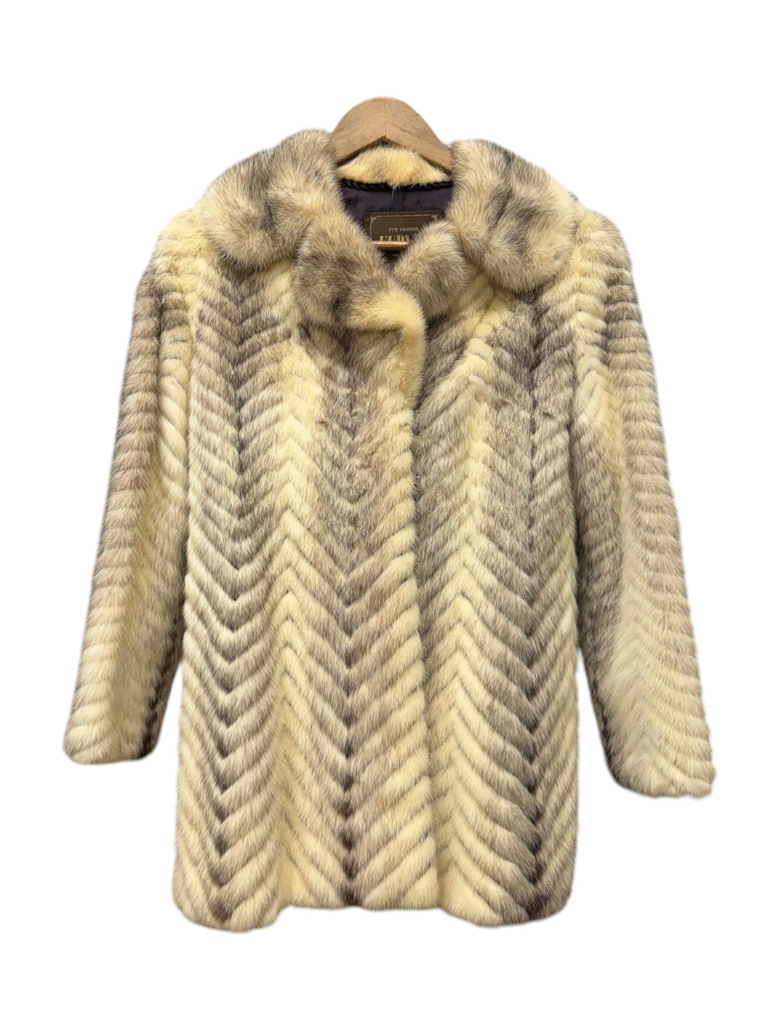 Furvan Vintage Black Intricately Trimmed Mink Fur Coat