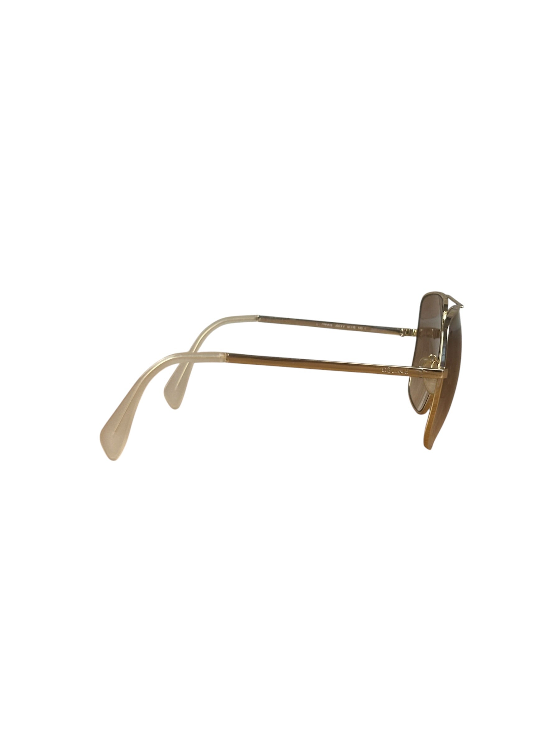 Celine Gold Tone Square Aviator Sunglasses CL41808/S