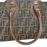 Fendi Vintage Leather Trim Zucca Etnico/Du Jour Tote Bga