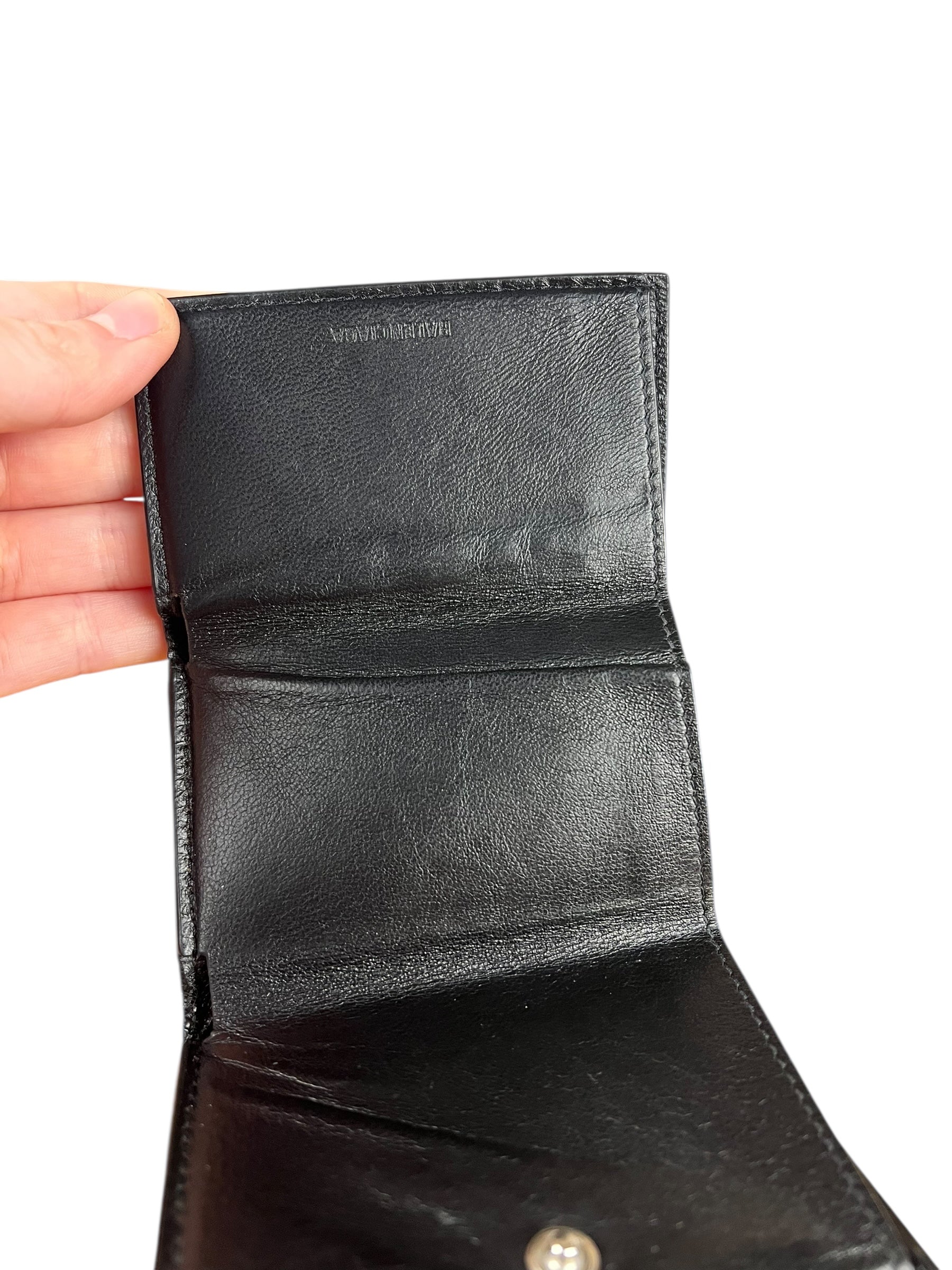 Balenciaga Black Neon Logo Compact Wallet