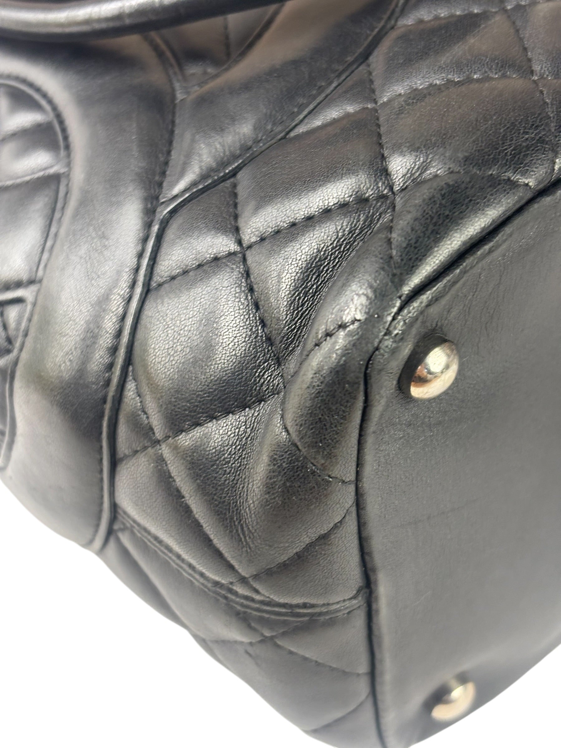 Chanel Black Quilted Leather CC Cambon Ligne Tote 2000s