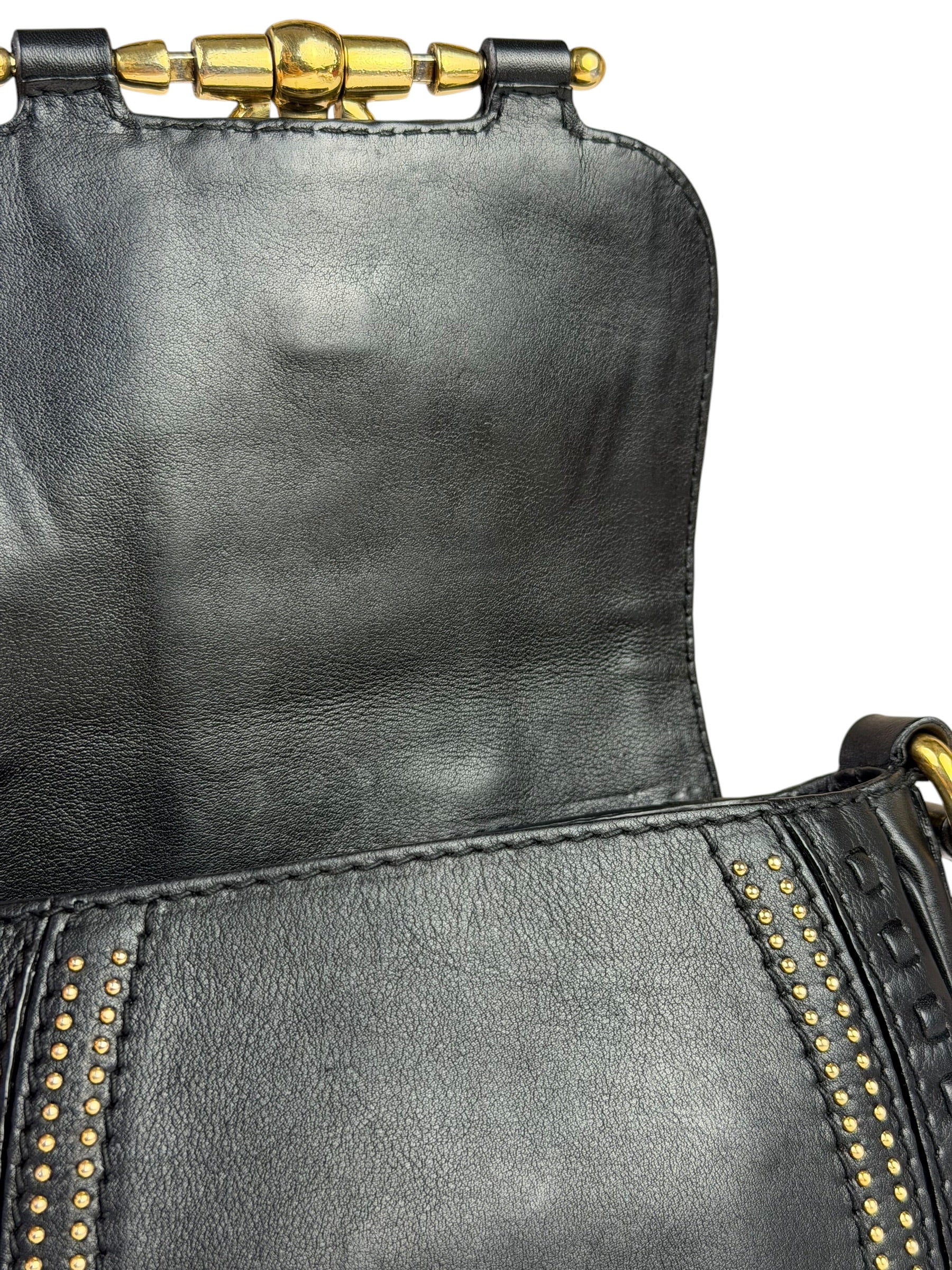 Gucci Black Leather Snaffle Bit Shoulder Bag