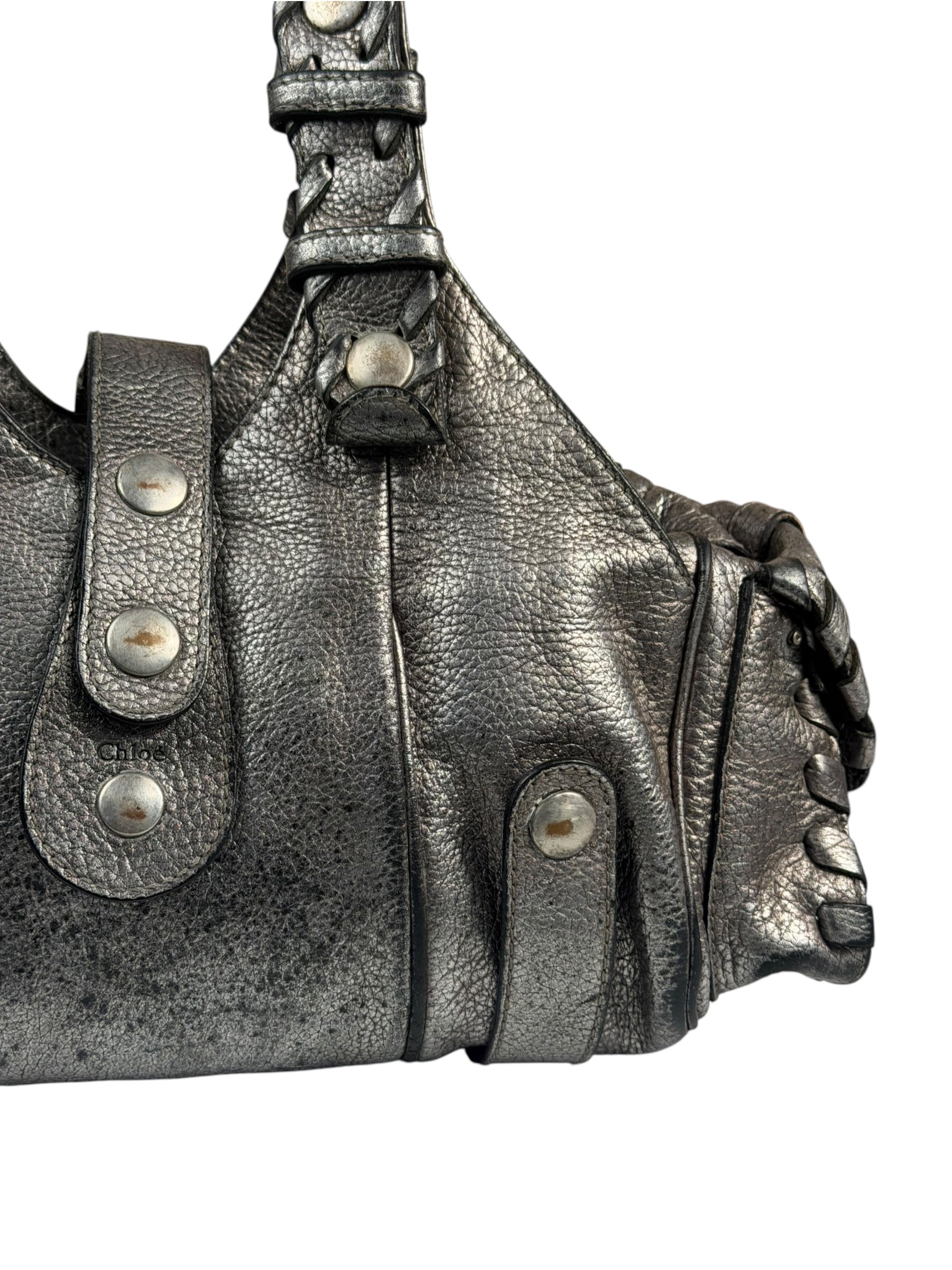 Chloe Metallic Silver Silverado Handbag