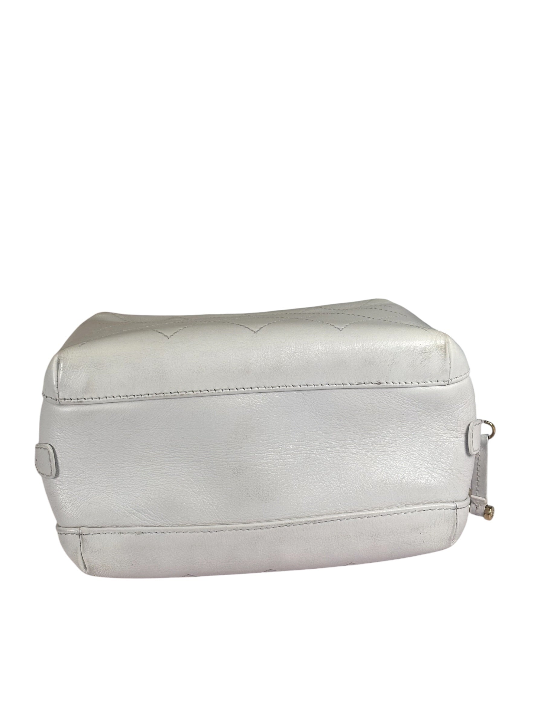 Chanel White Quilted Leather Vanity Small Bowling Two-Way Bag 2019