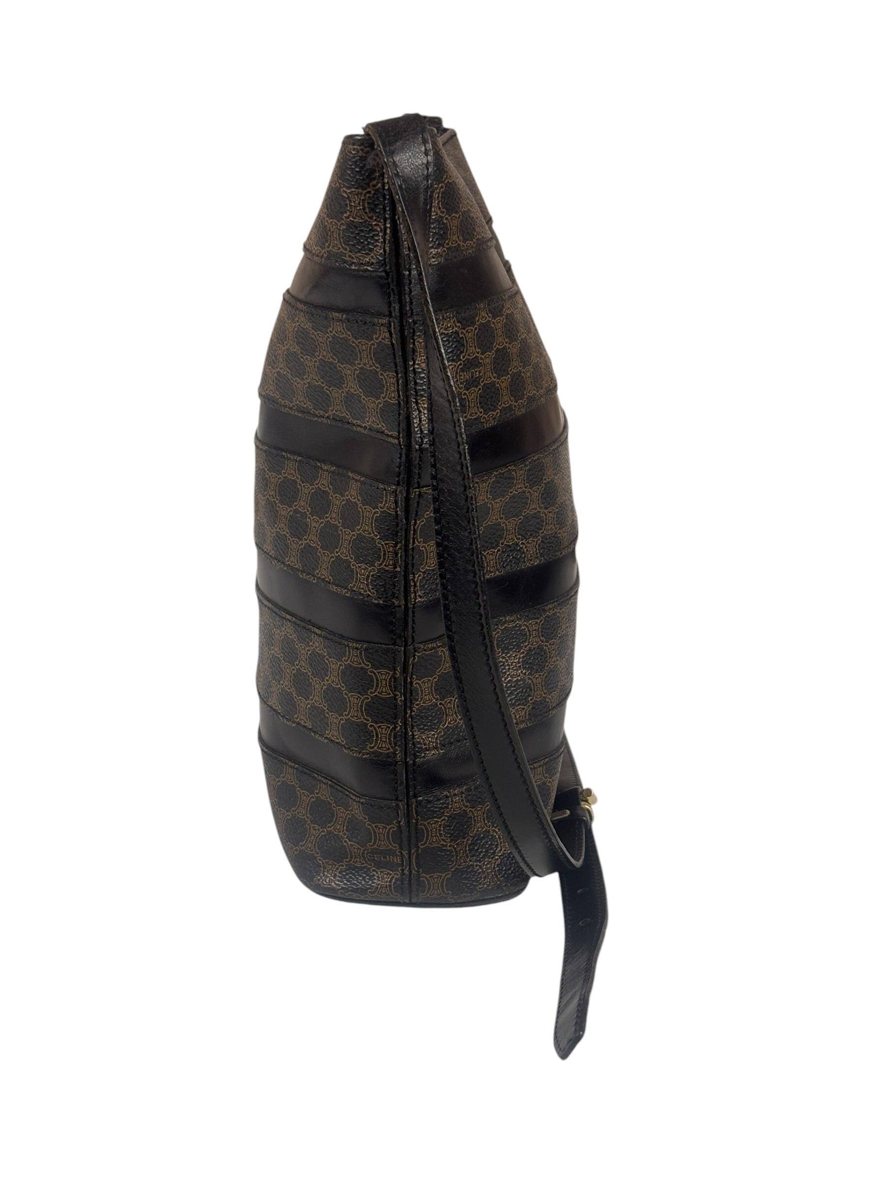 Celine Coated Canvas Stripped Macadam Crossbody