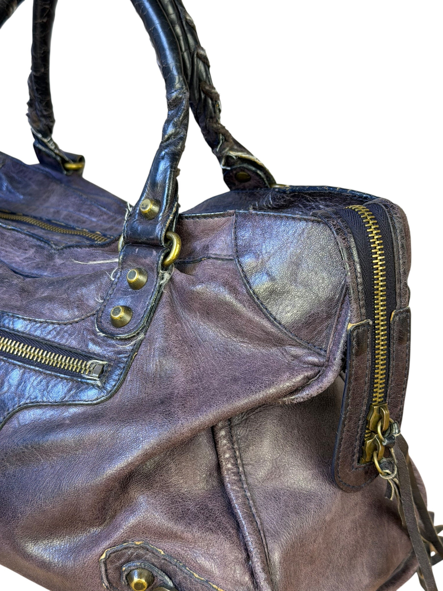 Balenciaga Vintage Purple Classic Motorcycle City Bag