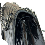 Chanel Black Patent Quilted Leather Double Flap Bag