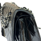 Chanel Black Patent Quilted Leather Double Flap Bag