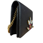 Gucci GG Crystal Embellished Black Leather Wallet on Chain Bag