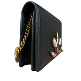 Gucci GG Crystal Embellished Black Leather Wallet on Chain Bag