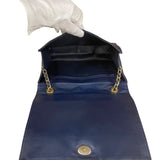 Chanel Navy Leather Diamond Stitch Flap Bag 1988