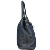 Chanel Vintage Denim/Black Leather CC Turn-Lock Tote Bag 2001