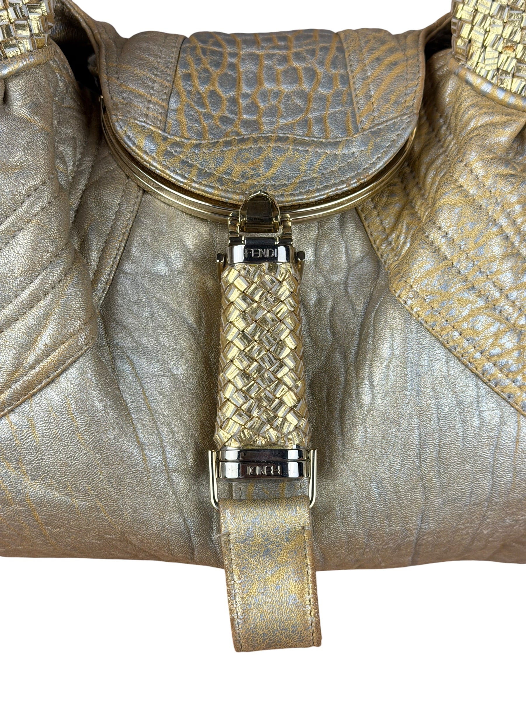 Fendi Metallic Gold Spy Shoulder Bag