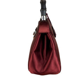 Gucci Burgundy Satin Bamboo Top Handle Bag