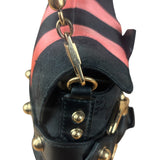 Gucci GG Black/Pink Canvas Horsebit Chain Shoulder Bag