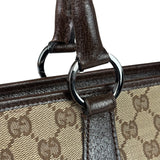 Gucci Brown Leather Trim GG Supreme Shoulder Bag