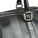 Fendi Grey/Black Leather Striped Boston Bag