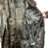 Vintage Black Suede/Leather Fur-Line Long Coat