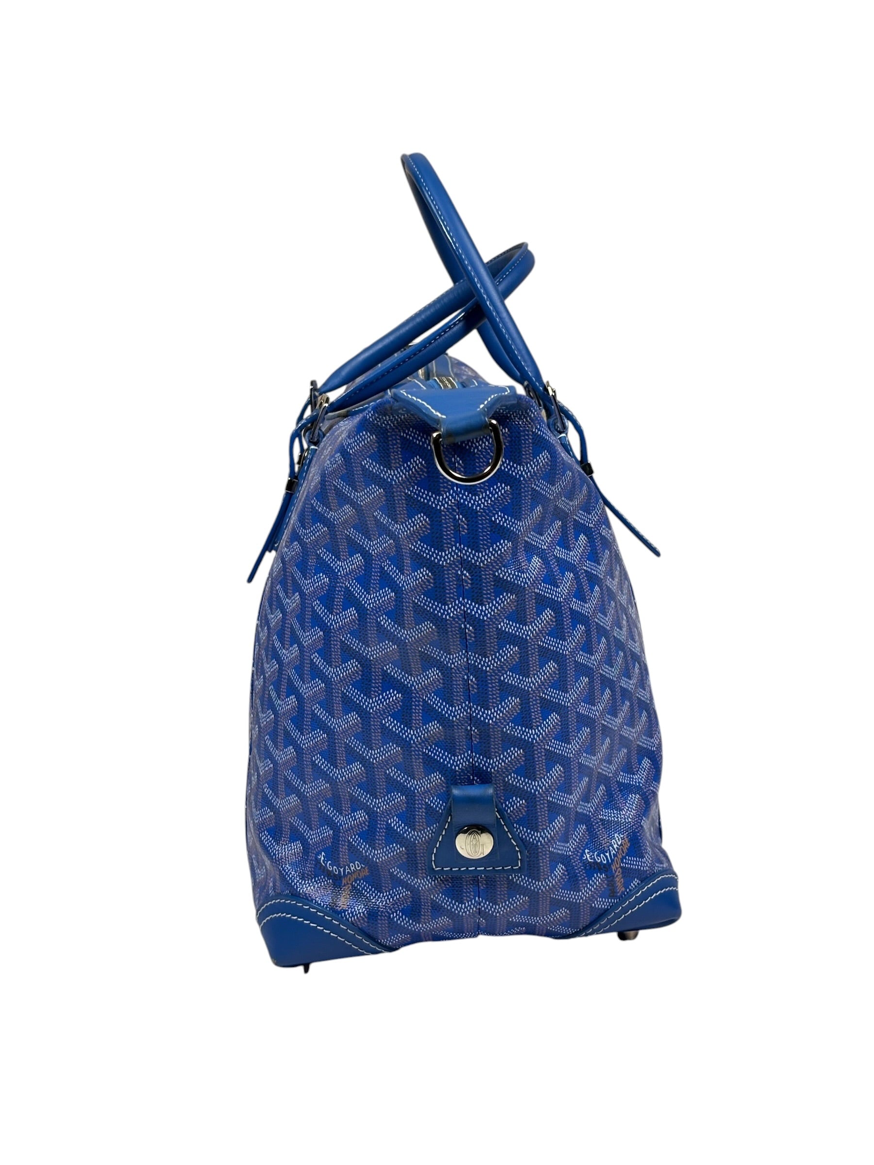 Goyard Blue Leather Goyardine Coated Canvas Shoulder Bag