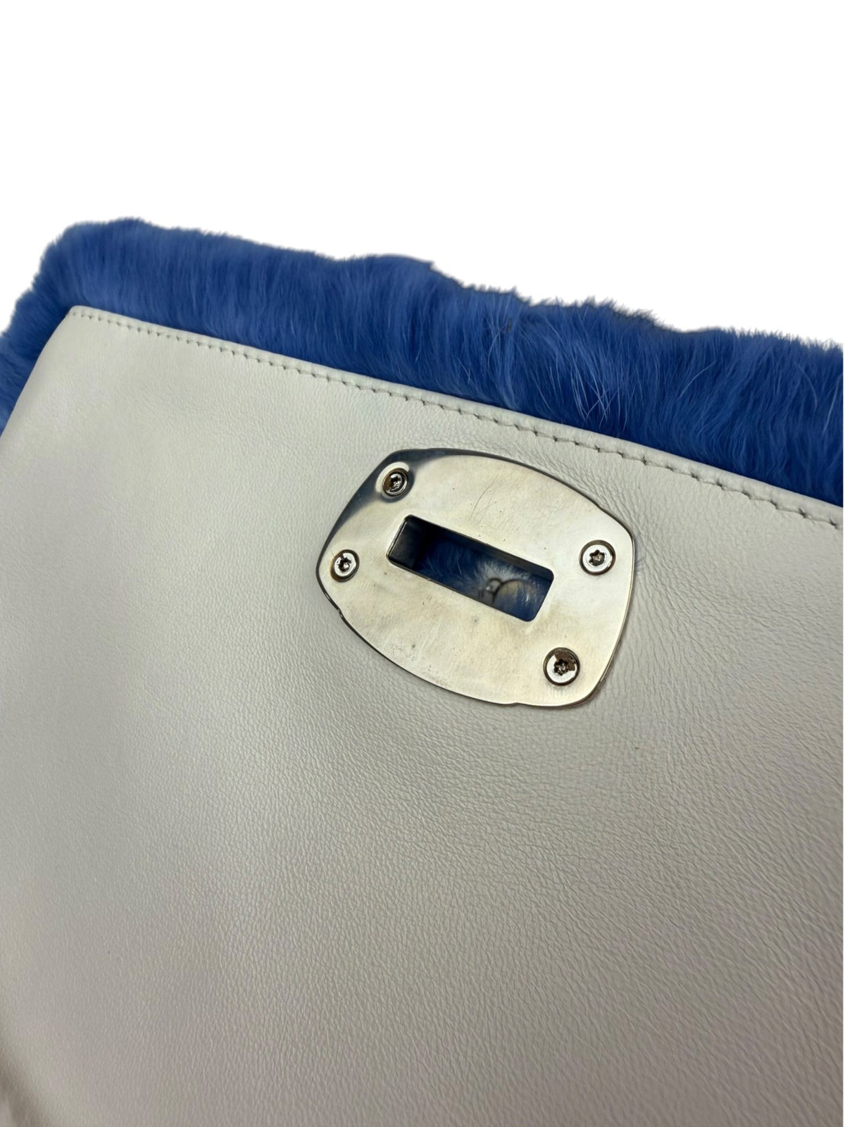 Miu Miu Blue Gradient Fur Crystal Flap Bag