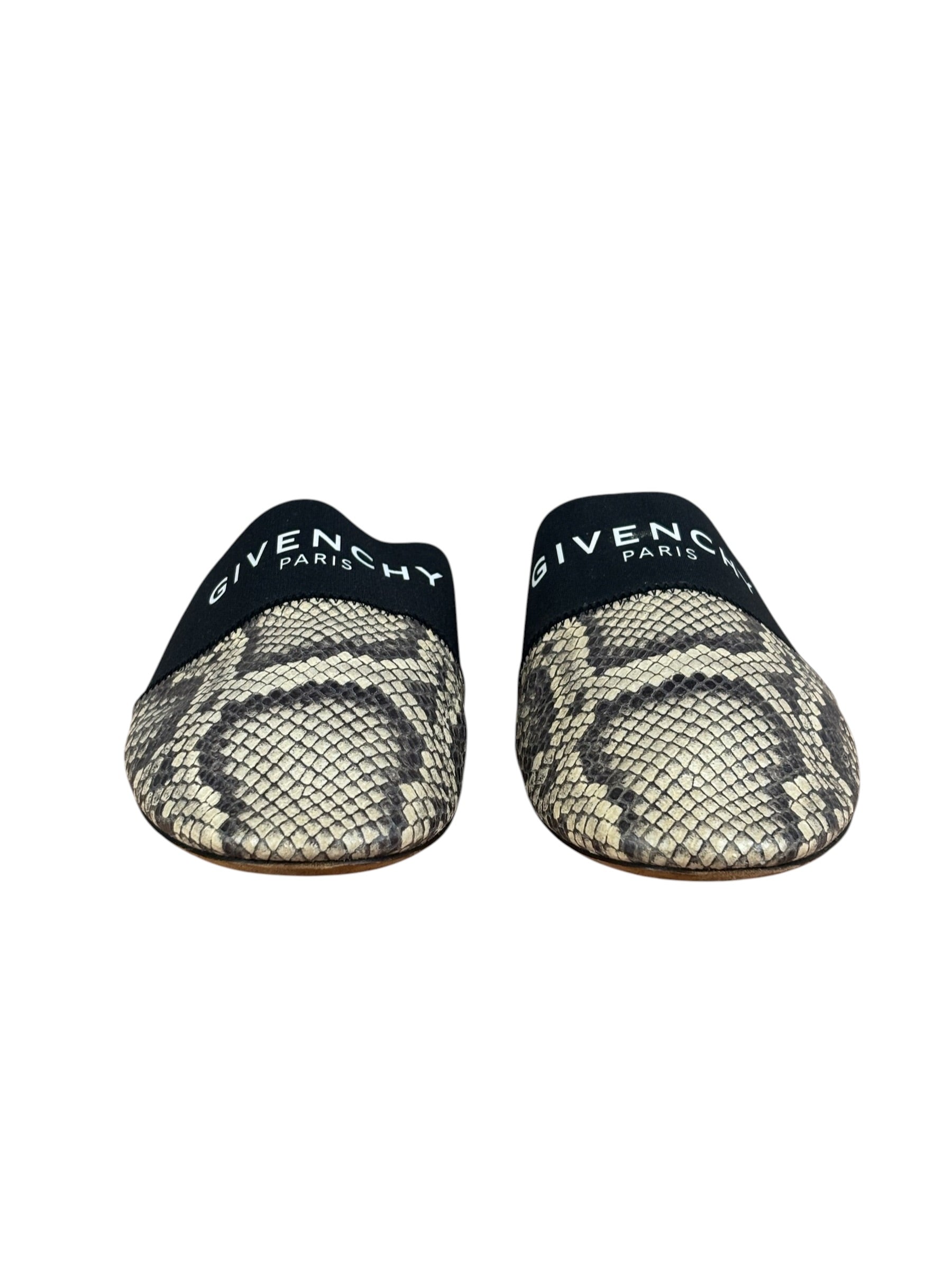 Givenchy Bedford Python-Embossed Leather Flat Mules