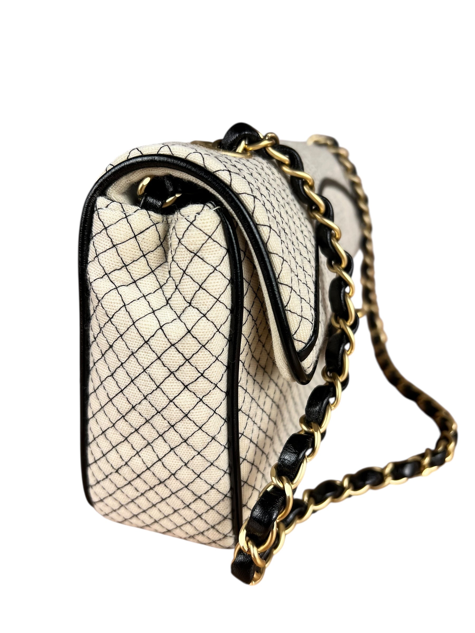 Chanel East West Beige Jersey Flap Bag 2002