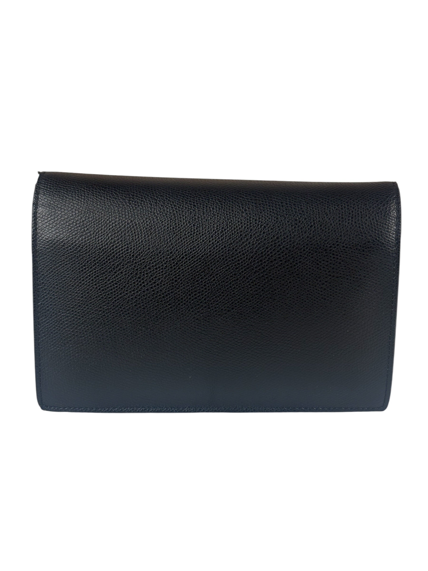 Fendi Black Leather F Envelope Wallet On Replacement Chain
