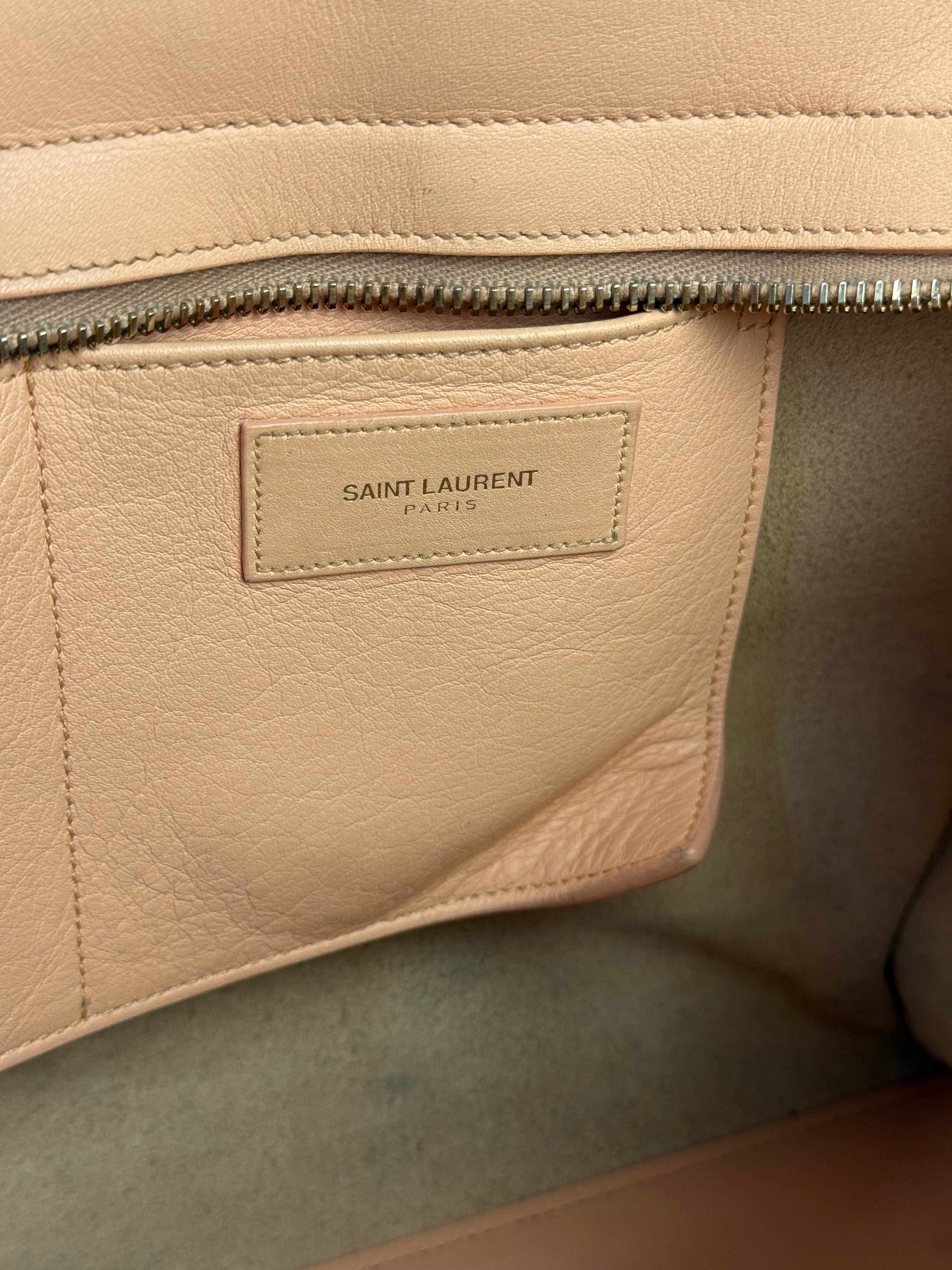 YSL Vintage Classic Y Cabas Peach Leather 2Way Handbag