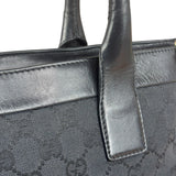 Gucci Black Leather Trim GG Canvas Tote Bag