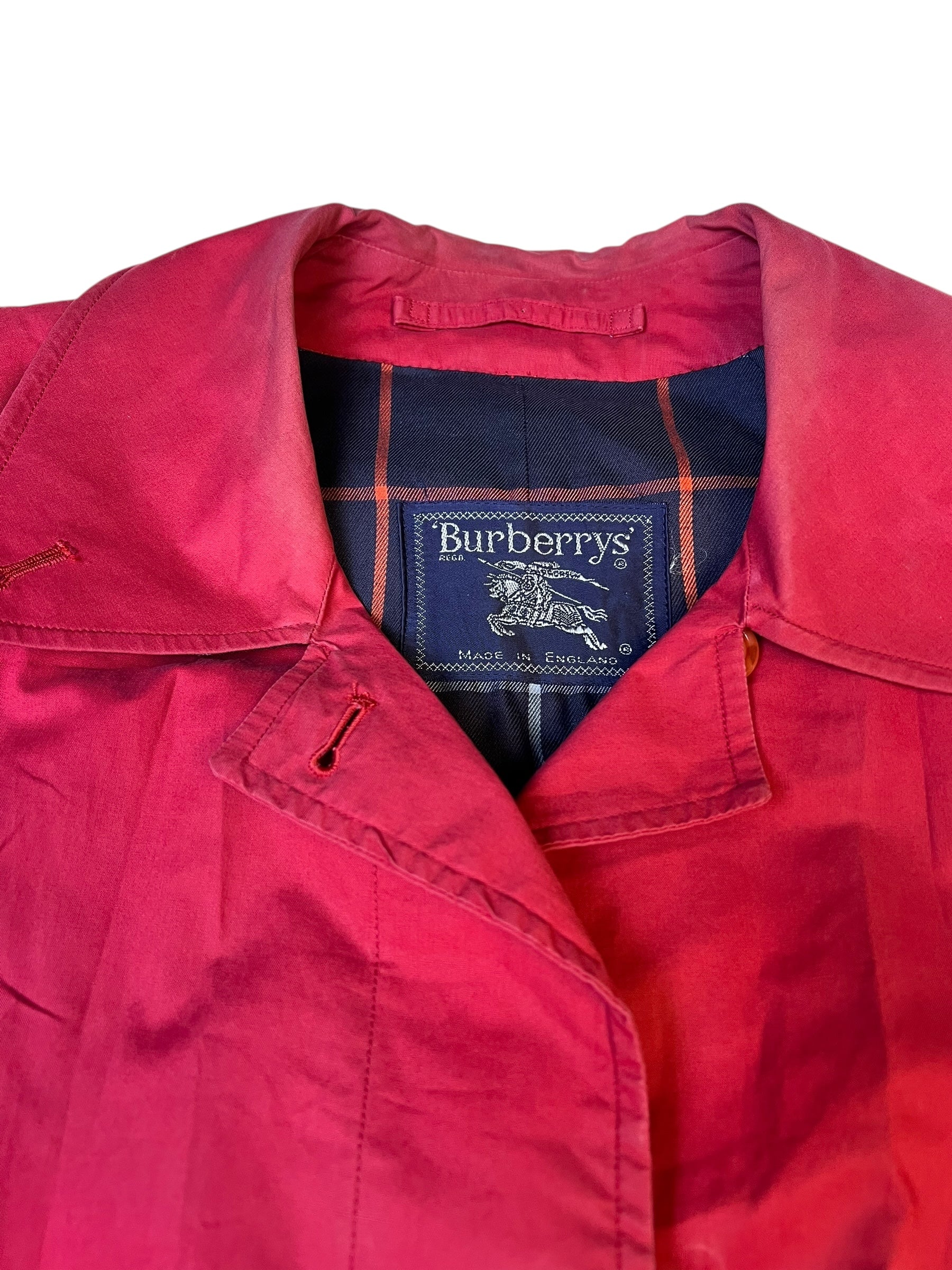 Burberry Vintage Red/Navy Check Mid Length Coat