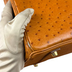 Hermes Birkin 35 Ostrich Leather Handbag Gold Hardware