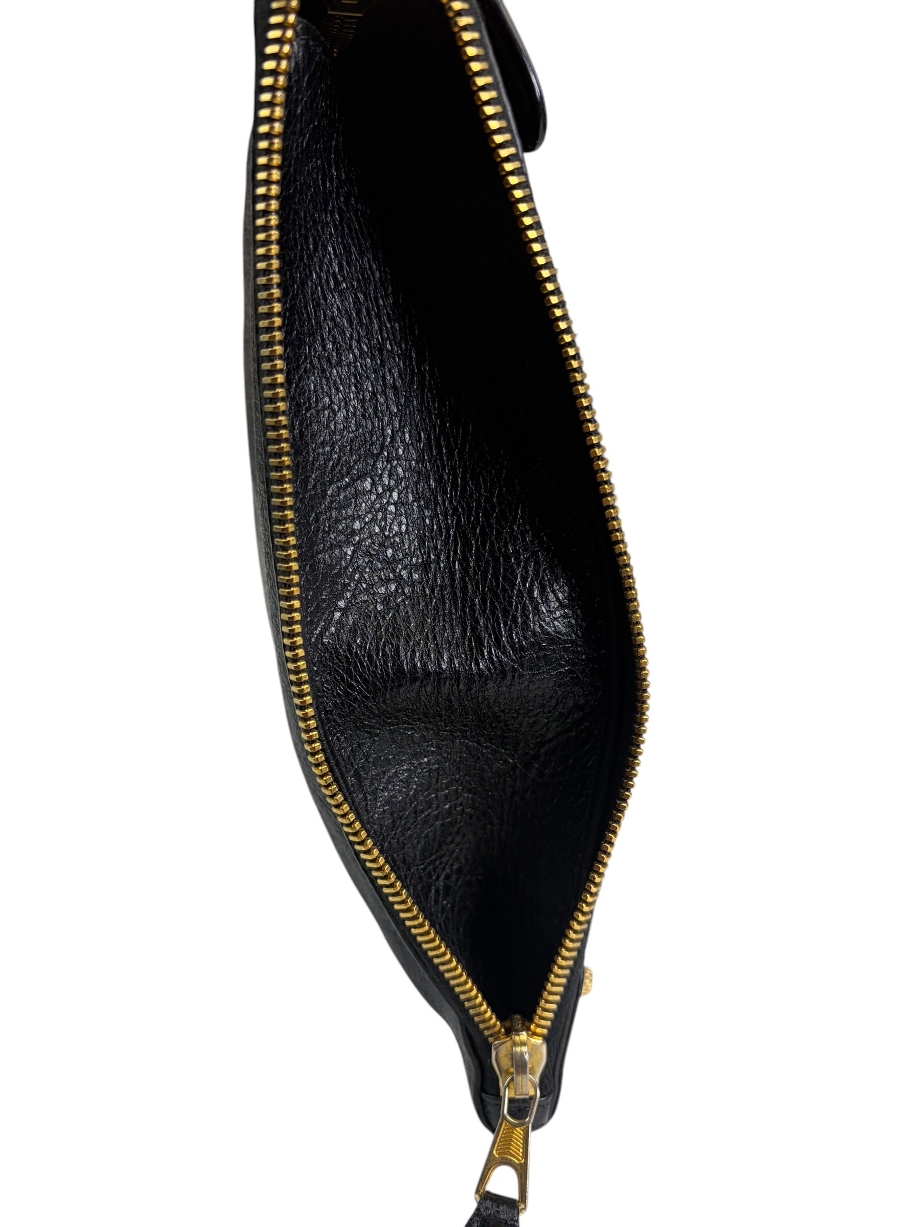 Balenciaga Black Lambskin Motocross Giant 12 Zip Around Flap Clutch