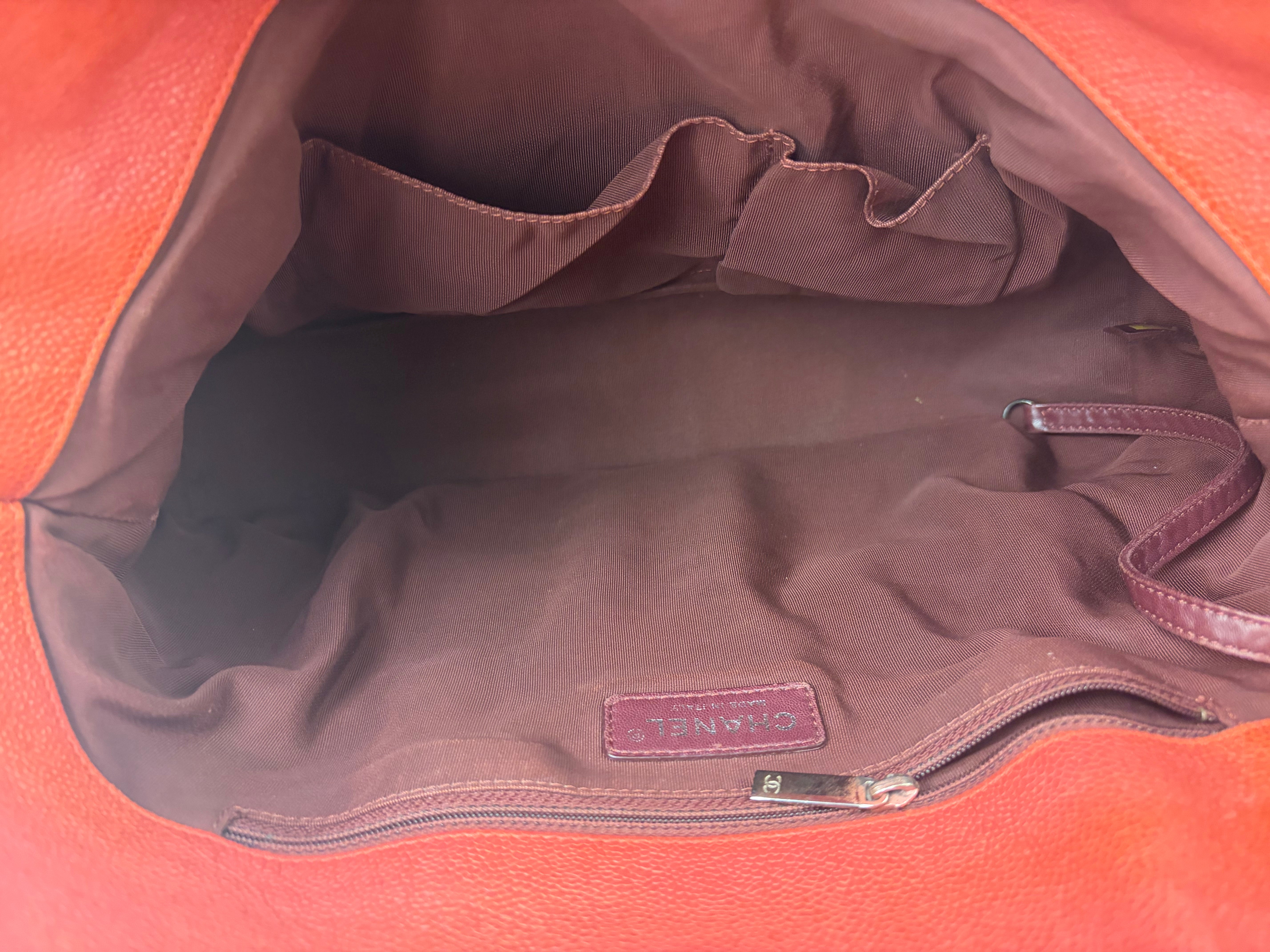 Chanel Red Caviar Quilted Leather French Riviera Hobo Bag 2011