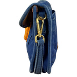 Prada Vintage Cobalt Blue Canvas Flap Shoulder Bag