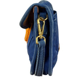 Prada Vintage Cobalt Blue Canvas Flap Shoulder Bag