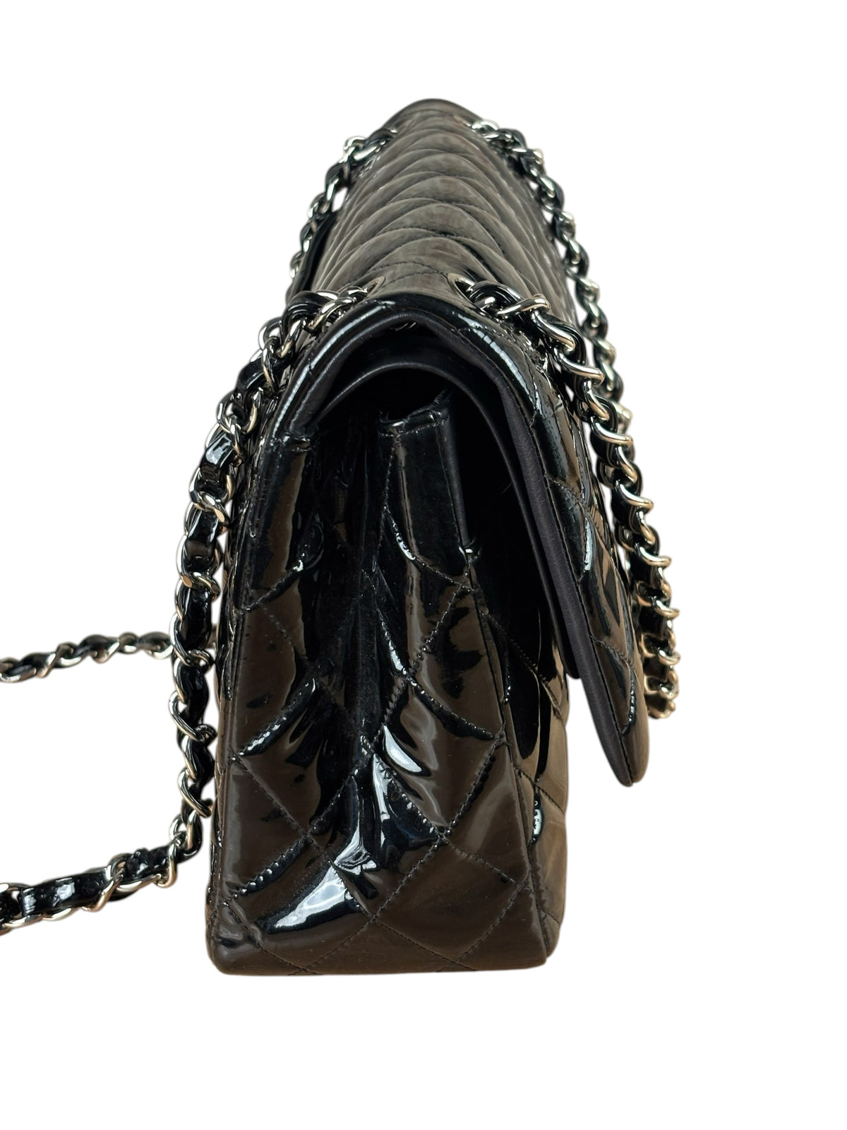 Chanel Black Patent Leather Jumbo Double Flap 2013