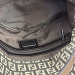 Fendi Black/Beige Leather Trim Zucca Mamma Baguette