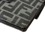 Fendi FF Black Canvas Flap Mini Baguette Shoulder Bag