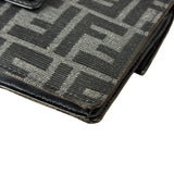 Fendi FF Black Canvas Flap Mini Baguette Shoulder Bag