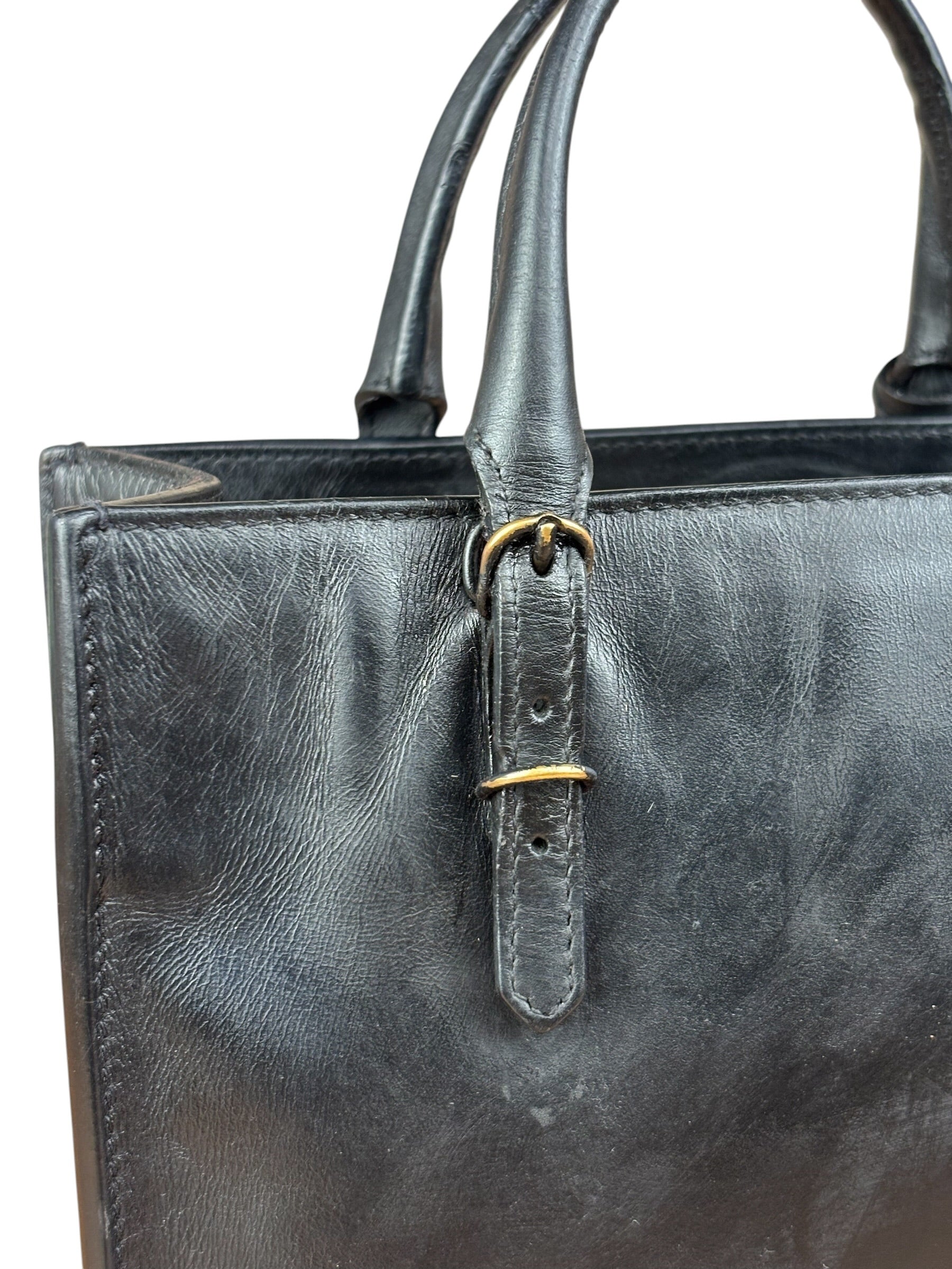 Balenciaga Black Leather papier A4 Tote Bag