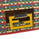 Fendi Colorblock Leather Woven Shoulder Bag