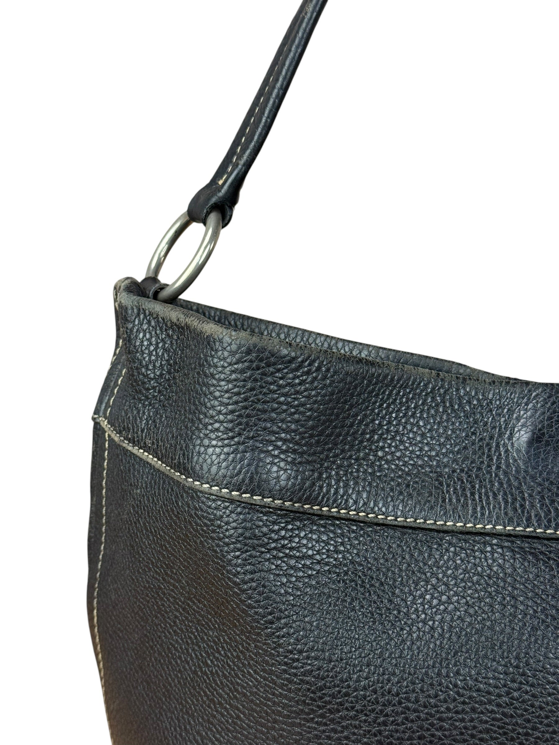 Prada Vintage Black Pebbled Leather Hobo Bag