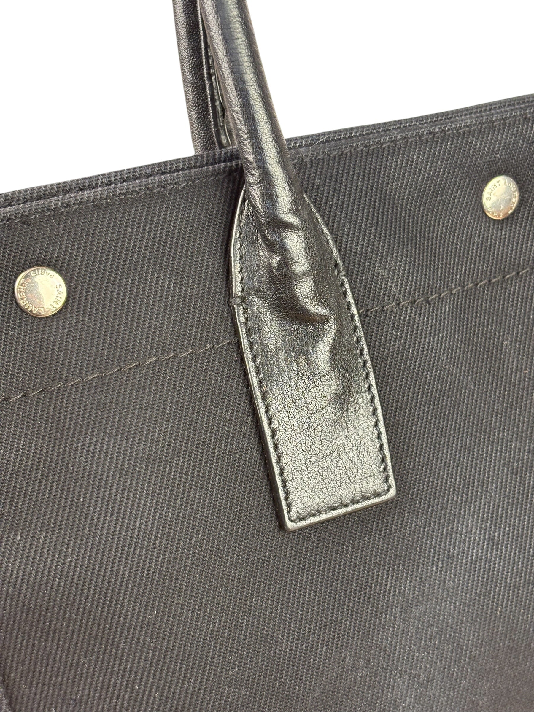 Yves Saint Laurent Black Rive Gauche Canvas Tote